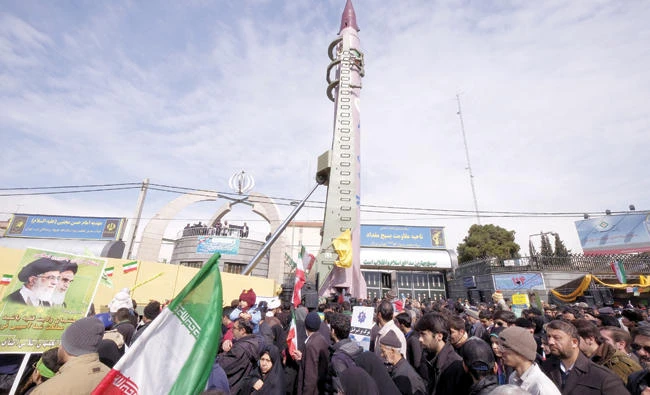 Iranian-made Emad missile is displayed in Tehran during a ceremony marking the 37th anniversary of the Islamic Revolution on Feb. 11, 2016. (Reuters)