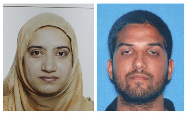 This undated combination of file photos provided by the FBI, left, and the California Department of Motor Vehicles shows Tashfeen Malik, left, and Syed Farook. (FBI, left, and California Department of Motor Vehicles via AP, File)