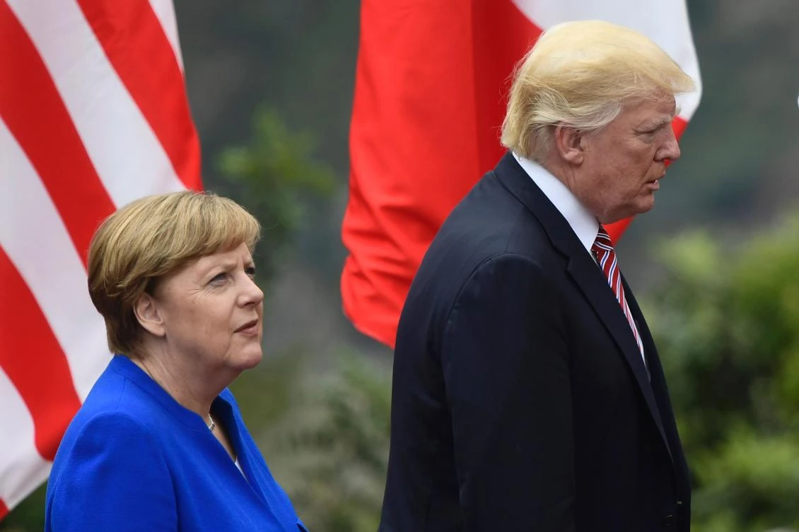 US President Donald Trump and German Chancellor Angela Merkel. (AFP)