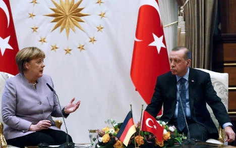 German Chancellor Angela Merkel and Turkish President Recep Tayyip Erdogan earlier this year. (AFP)