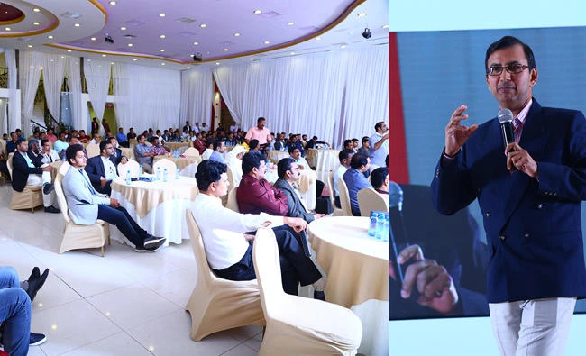 Shamsudeen MT, Canara Bank branch manager, addresses the audience at the event.
