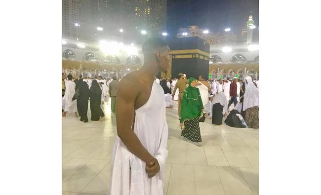 Paul Pogba of Manchester United performs Umrah in Makkah on Sunday. (Instagram photo)