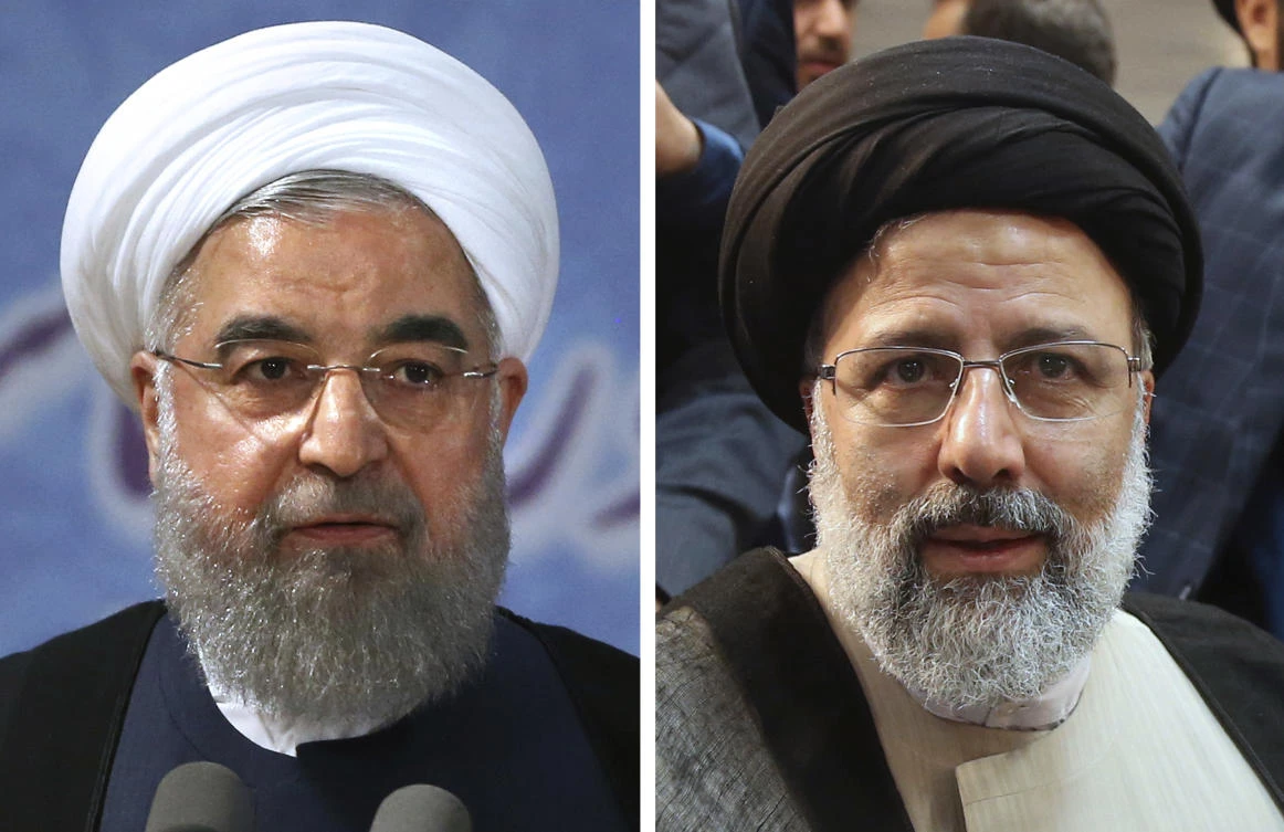 WINNER AND LOSER: Iranian President Hassan Rouhani, left, and defeated presidential candidate Ebrahim Raisi. (AP Photo/Vahid Salemi, Files)