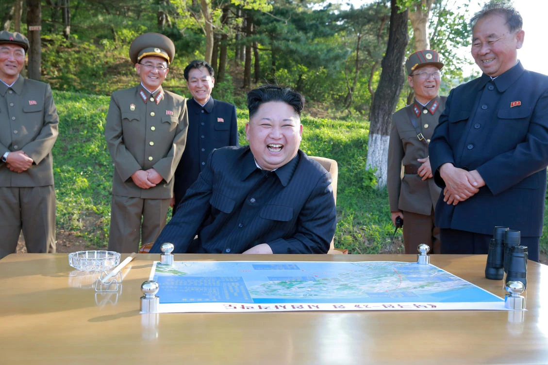 North Korean leader Kim Jong Un inspects the intermediate-range ballistic missile Pukguksong-2's launch test in this undated photo released by North Korea's Korean Central News Agency (KCNA) May 22, 2017. (KCNA/via REUTERS)