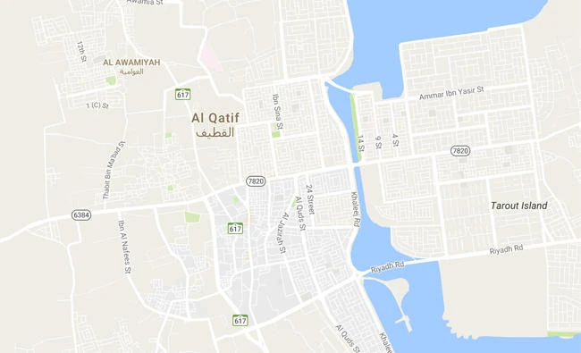 Two policemen hurt by explosive device in Qatif. (Google Maps)