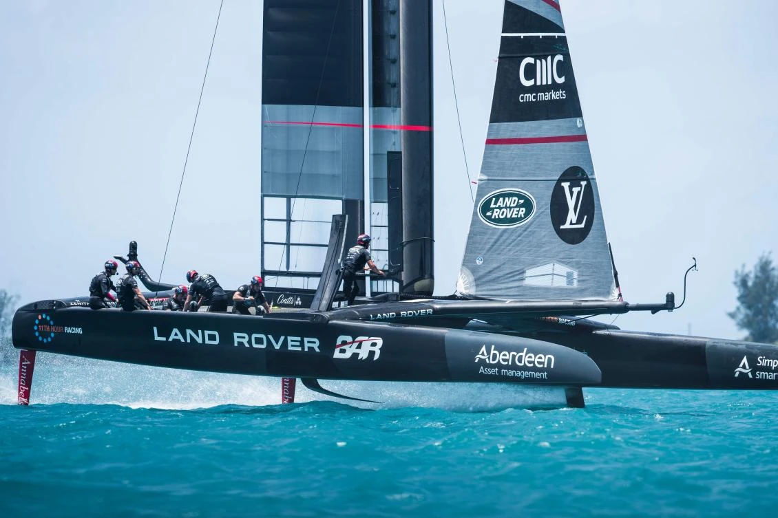 Land Rover BAR skippered by Ben Ainslie is seen in action during the 35th America's Cup Louis Vuitton Americas Cup Qualifiers on Monday on Bermuda' Great Sound. (AFP)