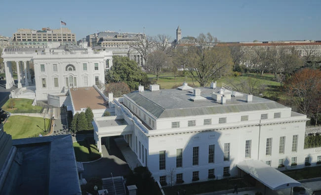 In this photo taken March 29, 2017, the main residence of the White House in Washington and the West Wing, right, as seen, Wednesday from the Eisenhower Executive Office Building on the White House complex in Washington. (AP Photo/Pablo Martinez Monsivais, File)