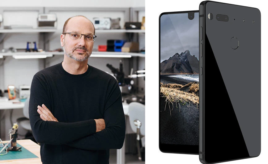Andy Rubin, left, and the Essential Phone. (Courtesy: Essential Products website)