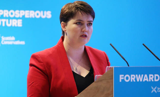 Scottish Conservative leader Ruth Davidson gives a speech as she launches the Scottish manifesto in Edinburgh, Scotland, Britain, in this May 19 photo. (Reuters)