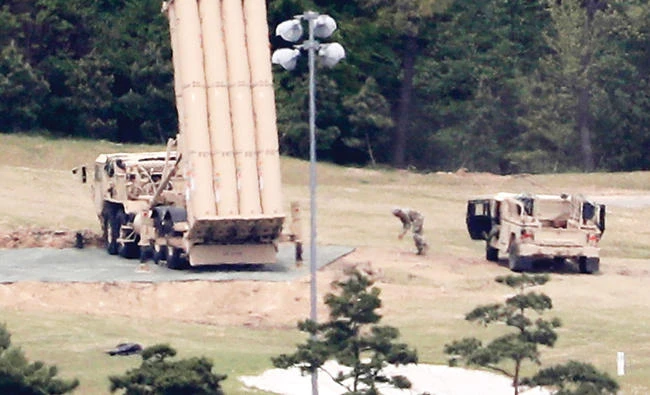 A Terminal High Altitude Area Defense (THAAD) system installation is seen at a golf course in Seongju, South Korea in this May 2, 2017 file photo. (AP)