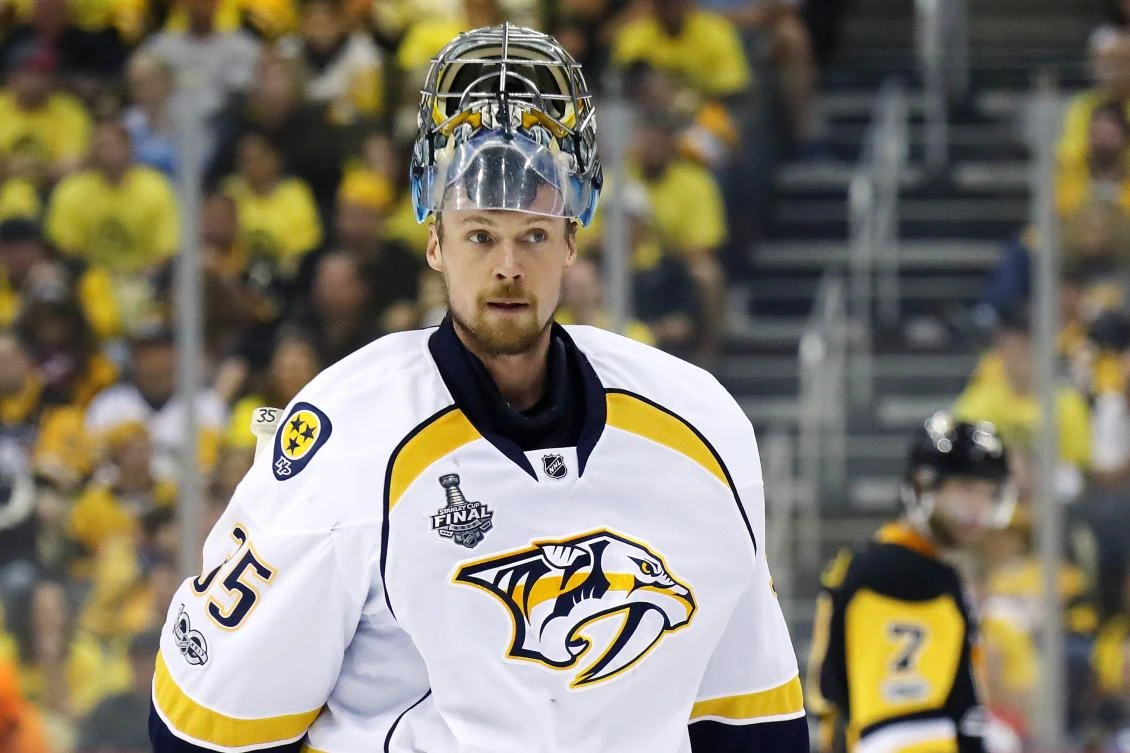 Pekka Rinne of the Nashville Predators looks on against the Pittsburgh Penguins in Game 1 of the 2017 NHL Stanley Cup Final at PPG Paints Arena on Monday in Pittsburgh, Pennsylvania. (AFP)