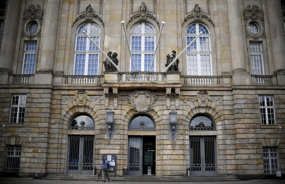 Outside view of the Berlin regional court photographed Wednesday, May 31, 2017. (AP)