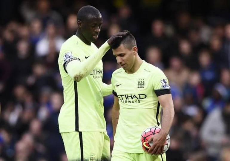 Manchester City’s Sergio Aguero and Yaya Toure. (REUTER)