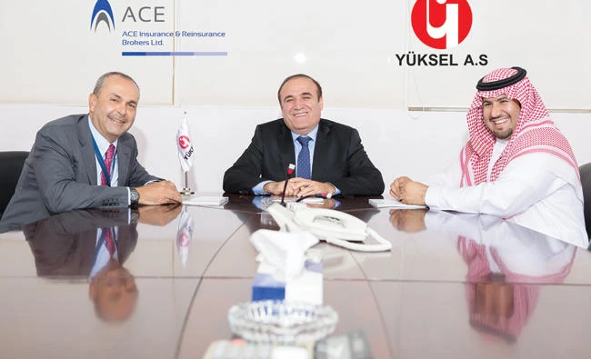The signing ceremony took place at Yuksel’s head office in Riyadh attended by Ahmet Halavuk, Yuksel president, and Osama Abu Ghazaleh, executive vice president, and Saud Al-Sadoun, business development manager, of
ACE Insurance & Reinsurance Brokers Ltd.