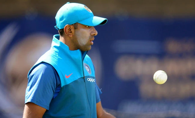 India's Ravichandran Ashwin in the nets during a practice session ahead of their ICC Champions Trophy Group B match against Pakistan at Edgbaston in Birmingham, England, on Thursday. (AP)