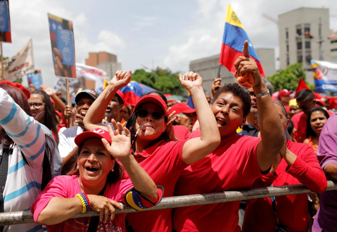 Supporters of Venezuela's President Nicolas Maduro participate in a rally. (Reuters)