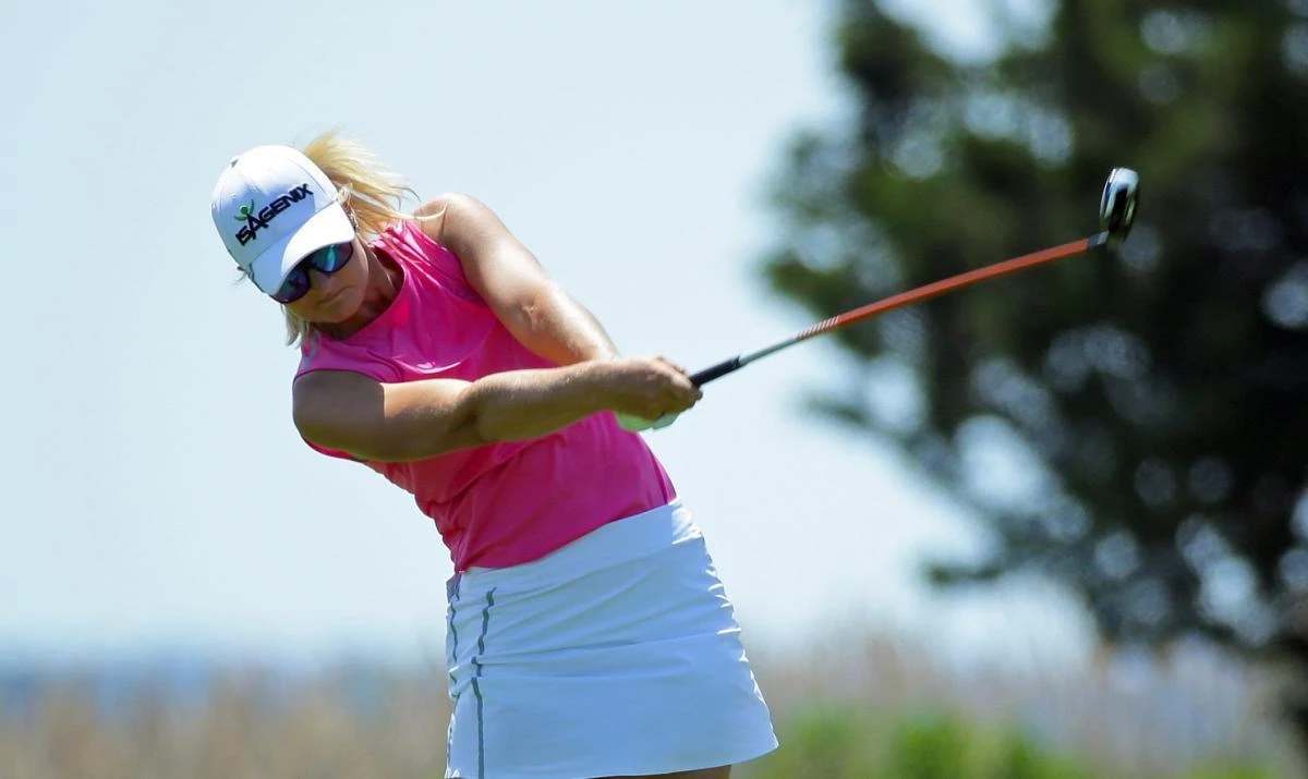 Anna Nordqvist of Sweden hits her second shot on the third hole during the first round of the ShopRite LPGA Classic presented by Acer on the Bay Course at Stockton Seaview Hotel & Golf Club on Friday in Galloway, New Jersey. (AFP)