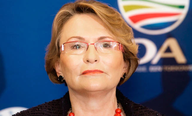 This file photo taken on February 3, 2014 shows the leader of South Africa's opposition Democratic Alliance political party, and a former Mayor of Cape Town Helen ZIlle attending a press conference in Johannesburg. (AFP)