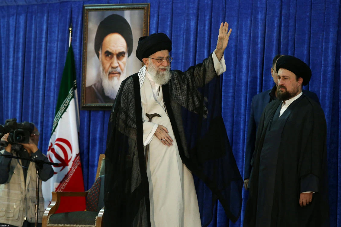 Iran's Supreme Leader Ayatollah Ali Khamenei waves during a ceremony marking the death anniversary of the founder of the Islamic Republic Ayatollah Ruhollah Khomeini, in Tehran, Iran, June 4, 2017. Leader.ir/Handout via REUTERS ATTENTION EDITORS - THIS IMAGE WAS PROVIDED BY A THIRD PARTY. EDITORIAL USE ONLY. NO RESALES. NO ARCHIVE.