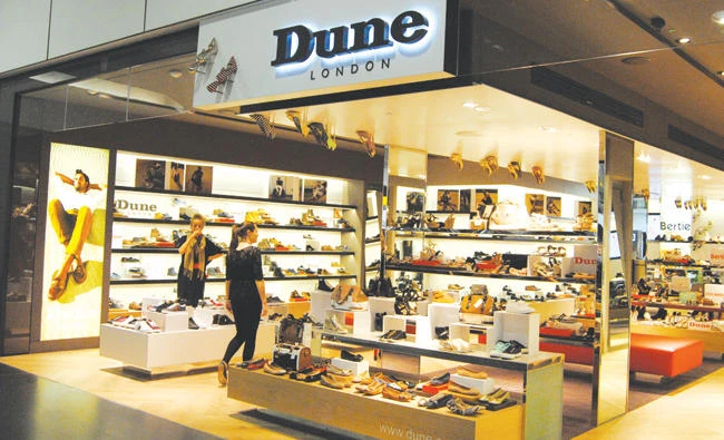 A Dune London outlet at London airport.