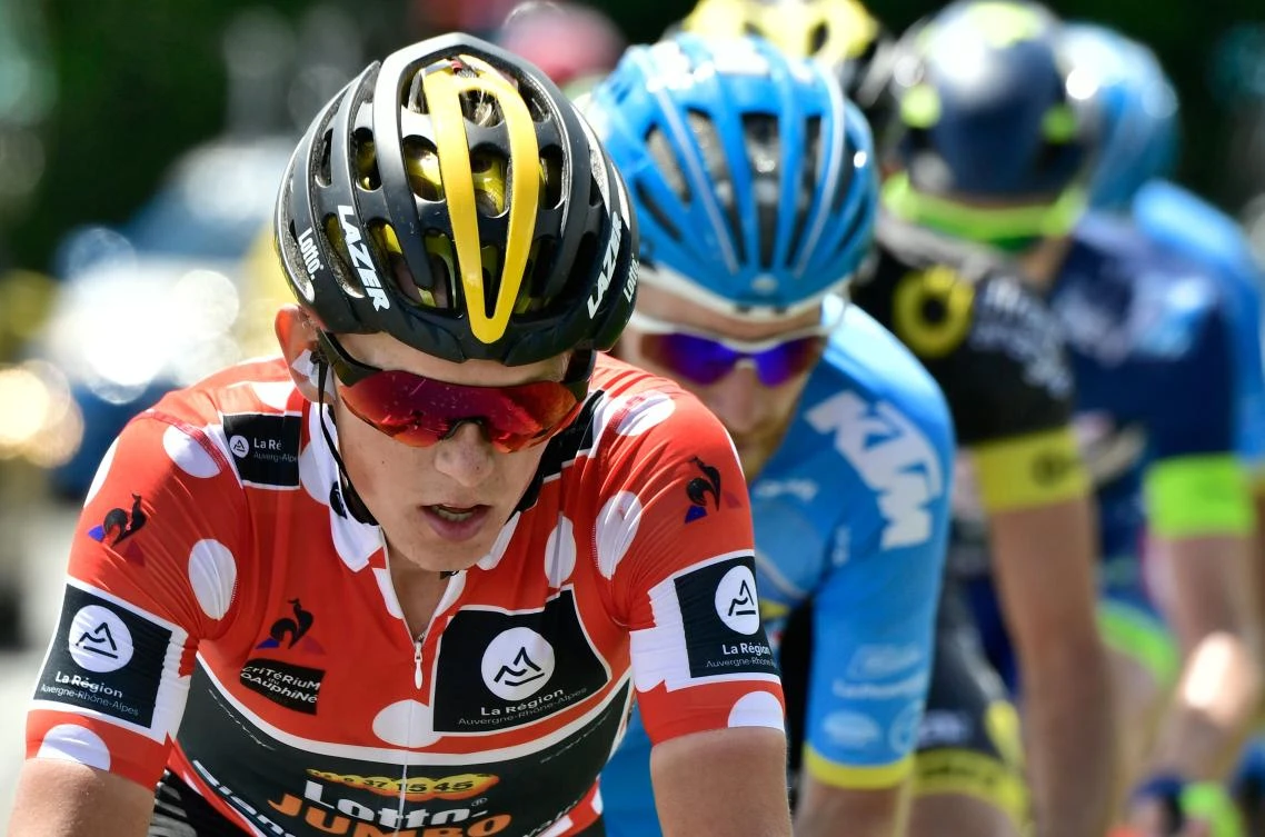 Netherlands' Koen Bouwman, left, rides during the 184 km third stage of the 69th edition of the Criterium du Dauphine cycling race on Tuesday between Le Chambon-sur-Lignon and Tullins. (AFP)