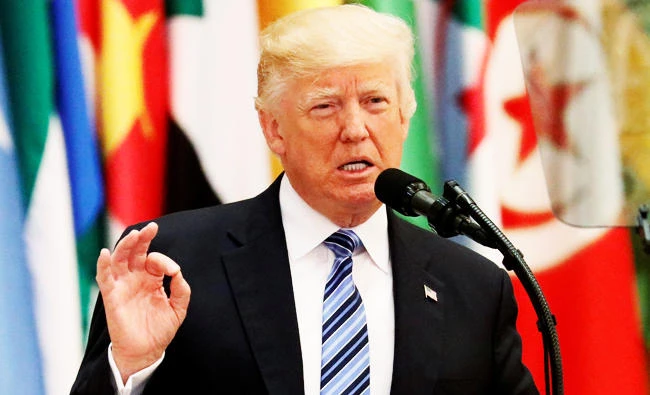 U.S. President Donald Trump delivers a speech during Arab-Islamic-American Summit in Riyadh, Saudi Arabia, in this May 21, 2017 photo. (REUTERS)