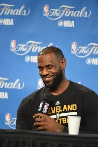 LeBron James of the Cleveland Cavaliers addresses the media during practice and media availability ahead of Game 3 in the 2017 NBA Finals on Tuesday at Quicken Loans Arena in Cleveland, Ohio. (AFP)