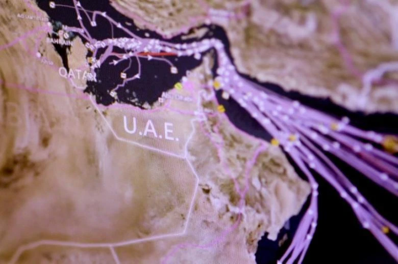 An Eikon ship-tracking screen shows tanker traffic around Qatar over the last seven days in this June 6, 2017 illustration photo. (REUTERS)