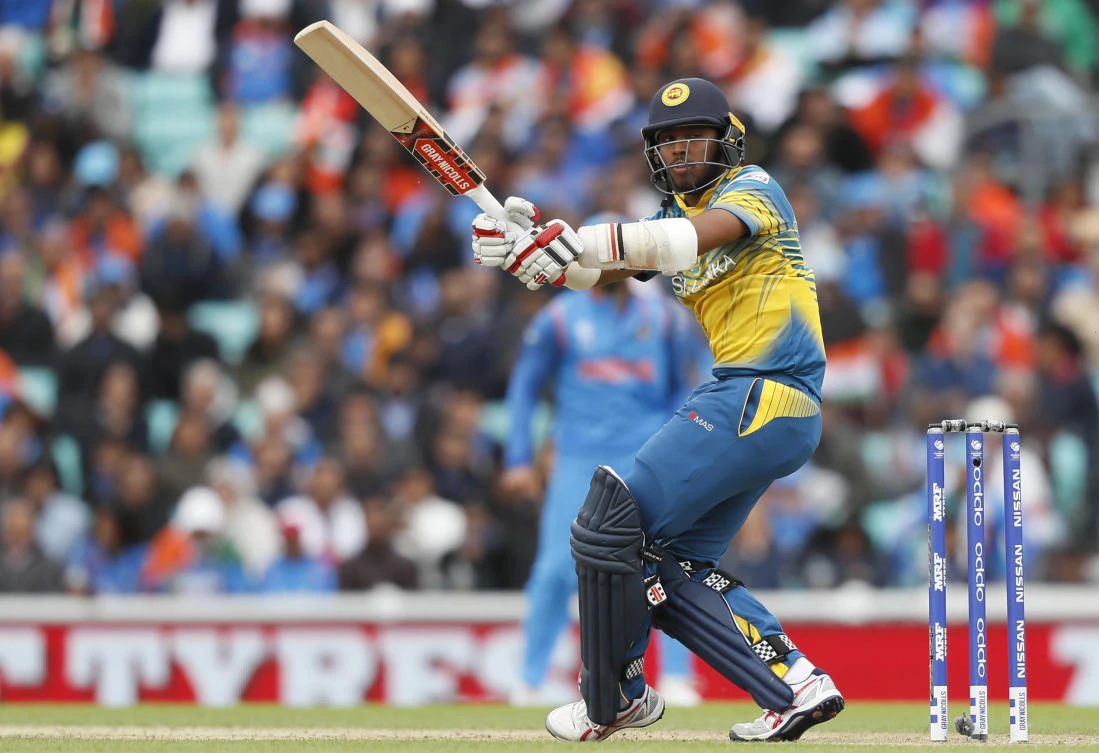 Sri Lanka's Kusal Mendis plays a shot during the ICC Champions Trophy match between India and Sri Lanka at The Oval cricket ground in London Thursday. (AP)