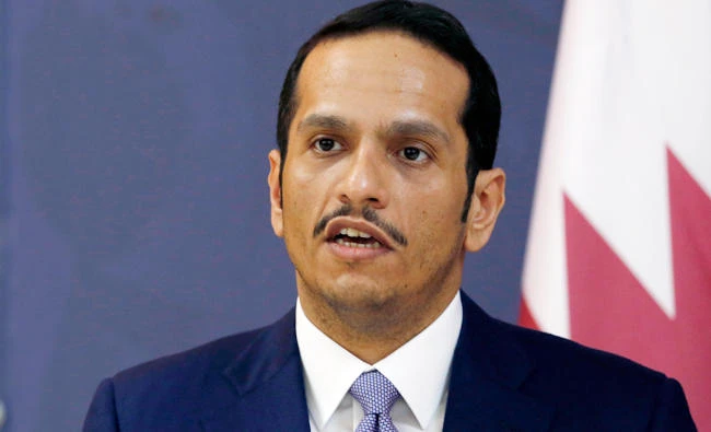 Qatari foreign minister Sheik Mohammed bin Abdulrahman bin Jassim Al-Thani speaks during a press conference in Belgrade, Serbia in this Jan. 30, 217 file photo. (AP Photo/Darko Vojinovic, File)