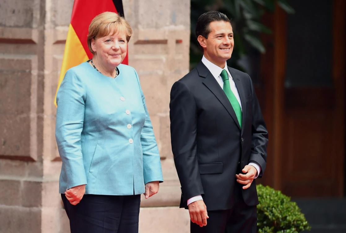 German Chancellor Angela Merkel and Mexican President Enrique Pena Nieto. (AFP)