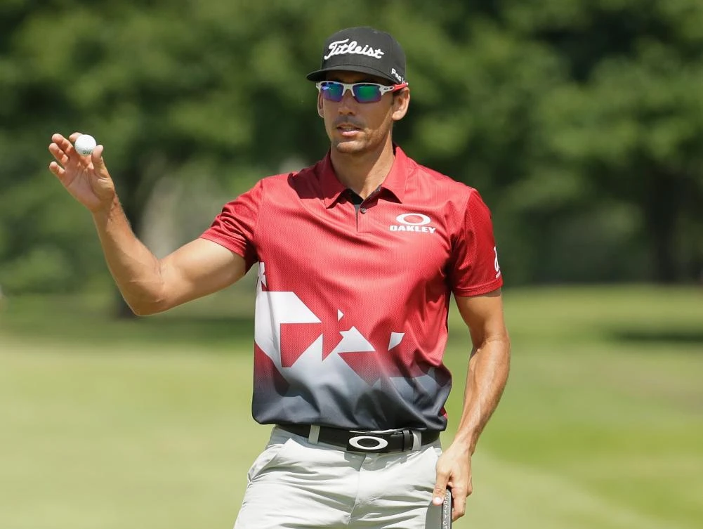Rafa Cabrera Bello of Spain reacts to his birdie on the 17th hole during round three of the FedEX St. Jude Classic at the TPC Southwind on Saturday in Memphis, Tennessee. (AFP)