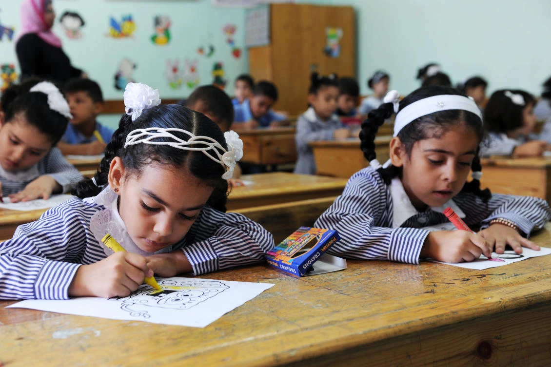Palestinian children in their classroom at a school run by the UN Relief and Works Agency for Palestine Refugees in Gaza in this file photo. (Courtesy UN photo)