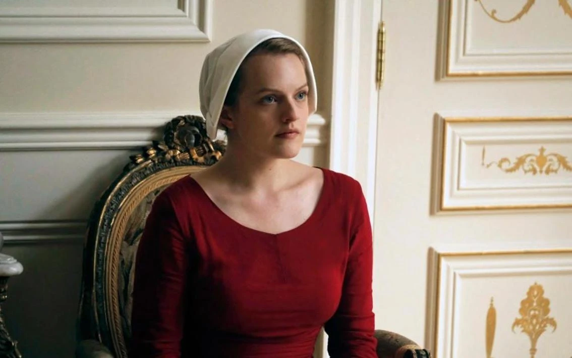Elisabeth Moss as Offred in a scene from, "The Handmaid's Tale. (HULU)