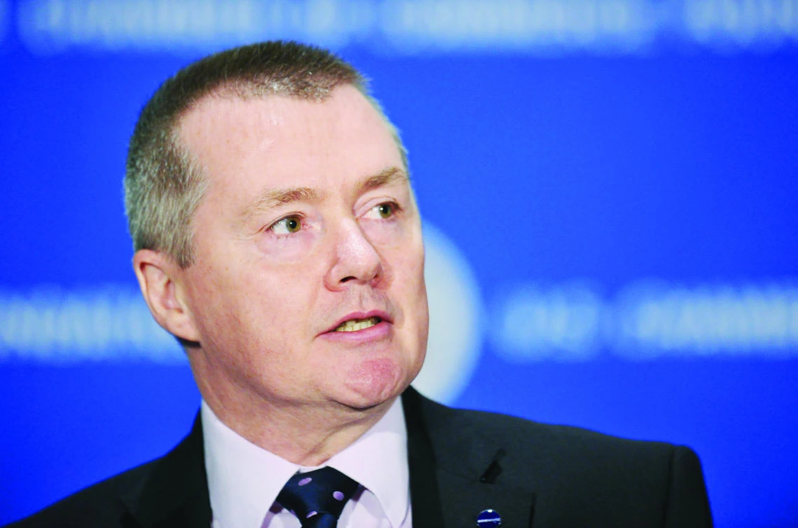 Willie Walsh, chief executive of IAG, speaking at an aviation summit in Washington recently. (AFP)