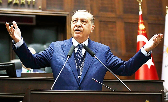 This file photo taken on June 13, 2017 shows Turkish President and Chairman of the Justice and Development Party (AK Party) Recep Tayyip Erdogan delivering a speech during an AK party's group meeting at the Grand National Assembly of Turkey (TBMM) in Ankara. (AFP)