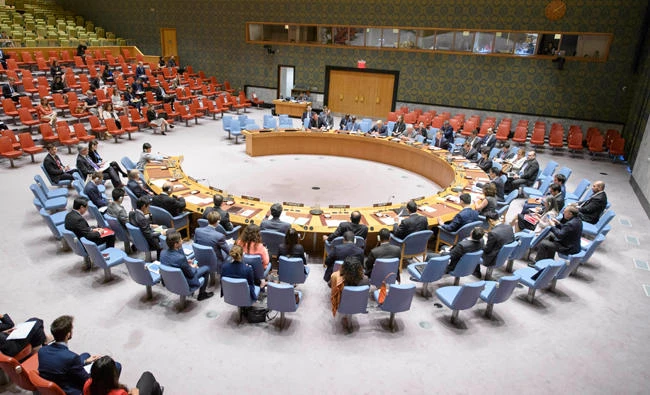 In this photo provided by the United Nations, the United Nations Security Council holds a meeting on the situation in the Middle East, in this June 15, 2017 photo, at United Nations Headquarters. (AP)