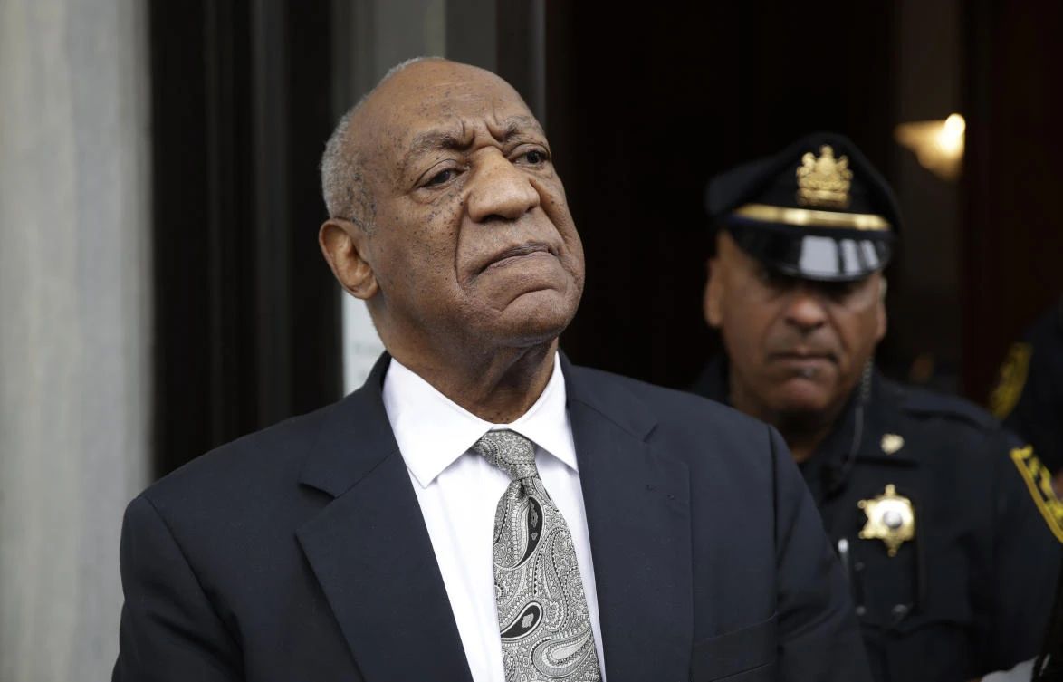 Bill Cosby exits the Montgomery County Courthouse after the mistrial judgement. (AP)