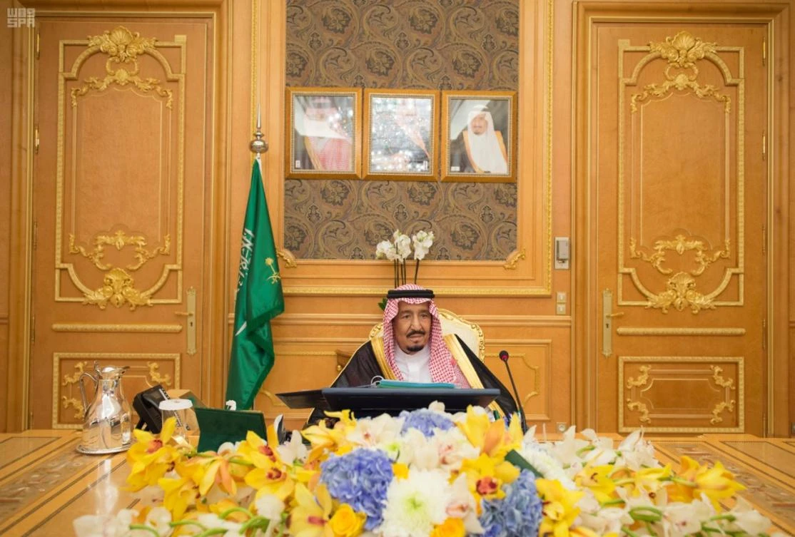 King Salman chairing the Cabinet meeting. (SPA)