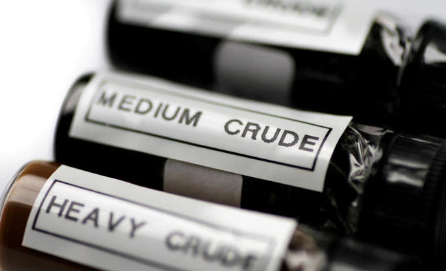 Sample bottles of crude oil are seen in this illustration photo. (Reuters)