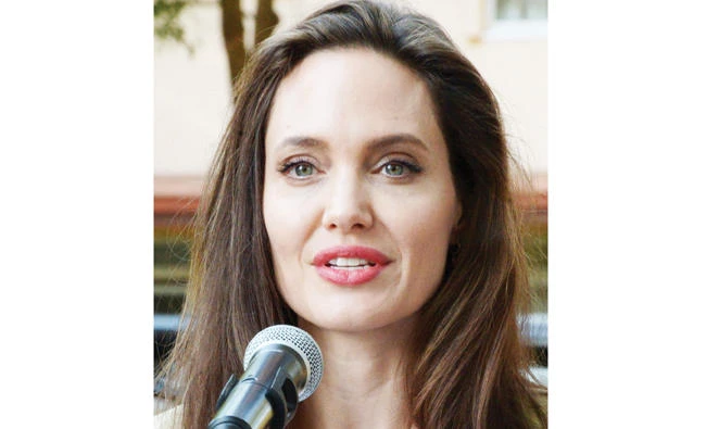 UNHCR Special Envoy Angelina Jolie, addresses International Peace Support Training Center (IPSTC) staff and other attendees on Tuesday in Nairobi. (AFP)