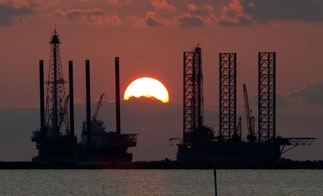 Under construction offshore oil platform rigs in Port Fourchon, Louisiana. (AFP)