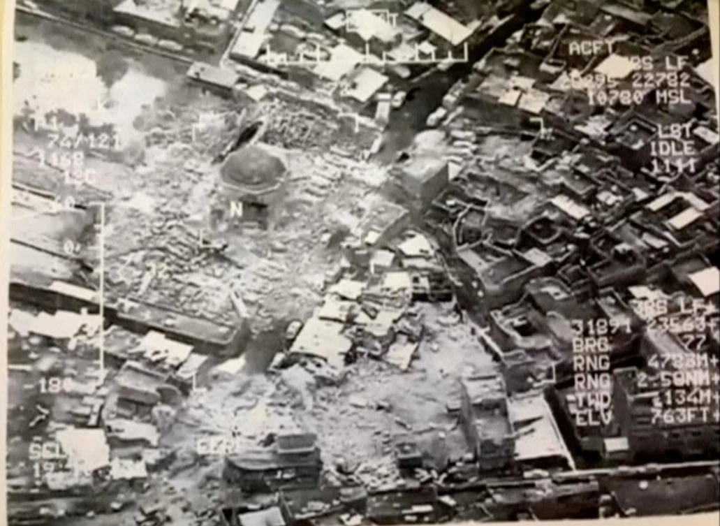 A still image taken from video shows the destroyed Grand Al-Nuri Mosque of Mosul in Iraq, June 21, 2017. (Reuters)