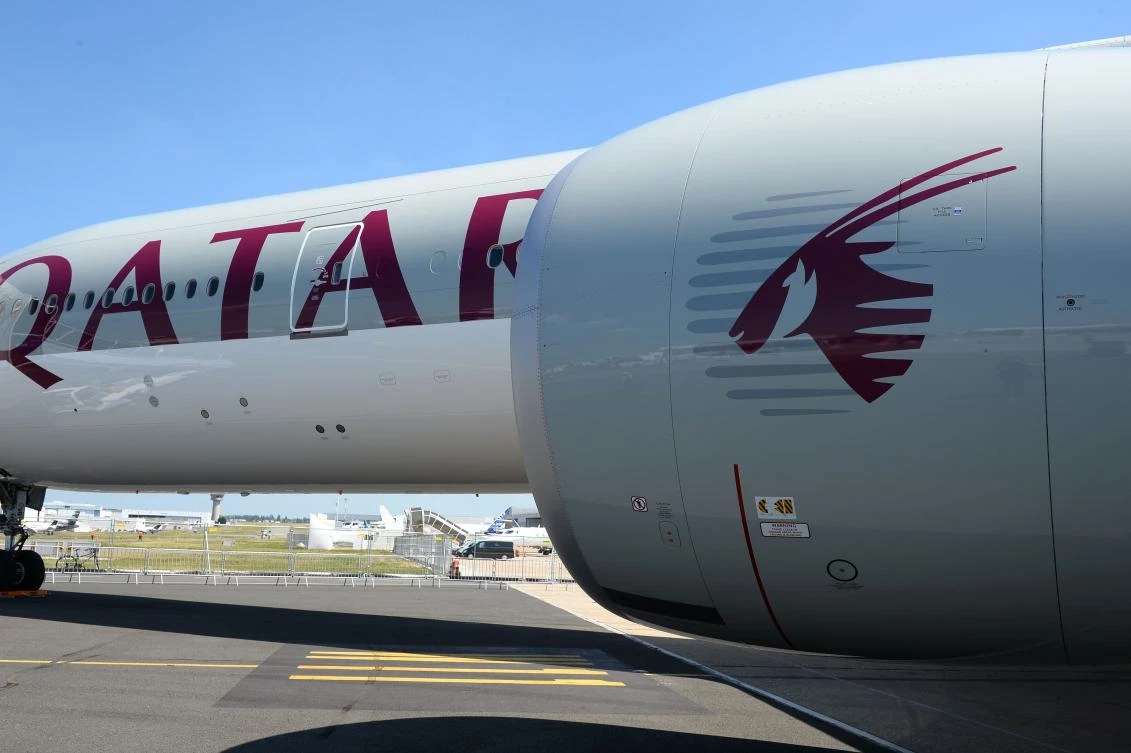 A Qatar Airways Boeing 777-300 is moved on the Tarmac of Le Bourget airport on June 18, 2017 on the eve of the opening of the International Paris Air Show. (AFP)
