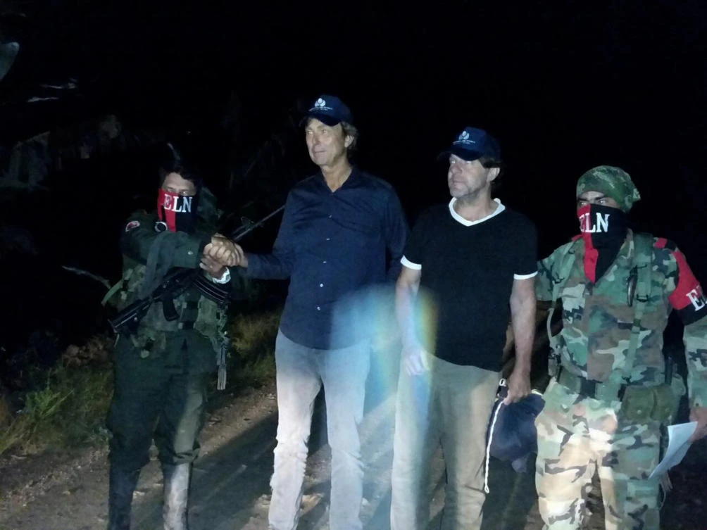 The two Dutchmen after being released by rebels in Catatumbo on Saturday. (AFP)