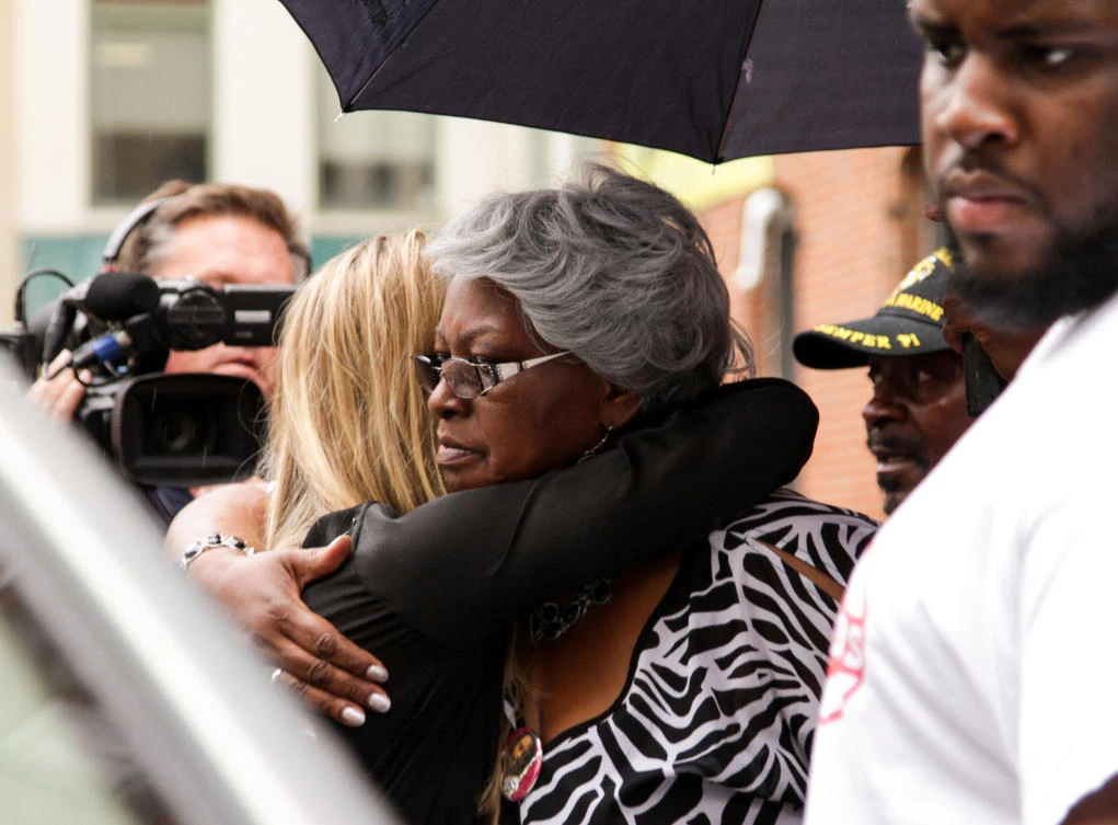 Audrey, mother of victim Samuel DuBose, hugs a supporter in Cincinnati, Ohio, on Friday. (Reuters)