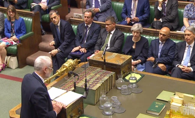 Labour Party leader Jeremy Corbyn speaks to British MPs in London in this file photo. (AFP)