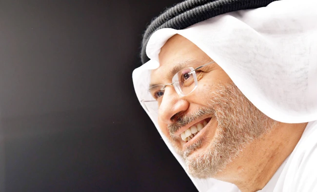 Anwar Gargash, UAE state minister for foreign affairs, speaks during a press conference at his office in Dubai Saturday. (AFP)