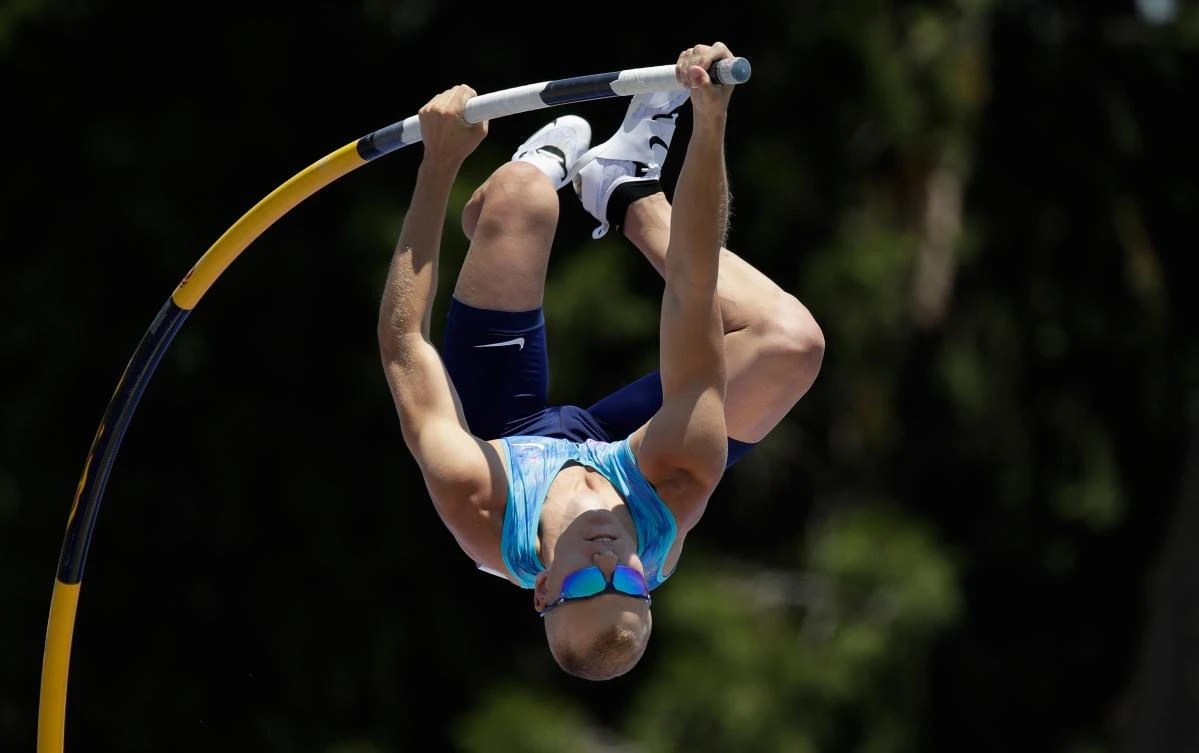 Sam Kendricks leaps to victory in the men's pole vault final during Day 3 of the 2017 USA Track & Field Championships at Hornet Satdium on Saturday in Sacramento, California. (AFP)