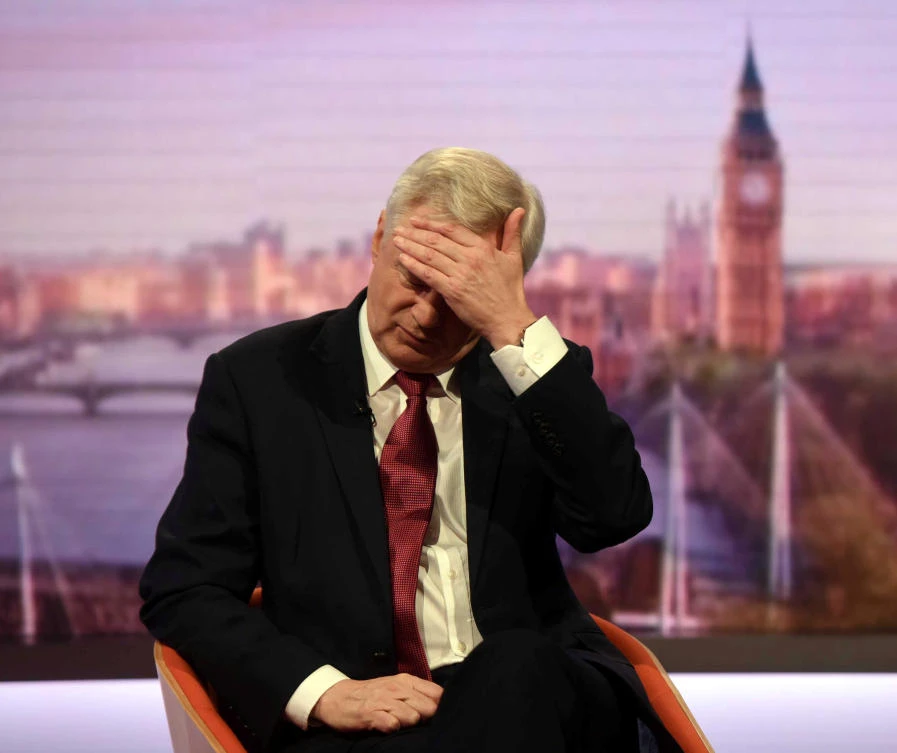 Britain’s Secretary of State for Exiting the EU David Davis during BBC’s Andrew Marr Show, on Sunday. (Reuters)